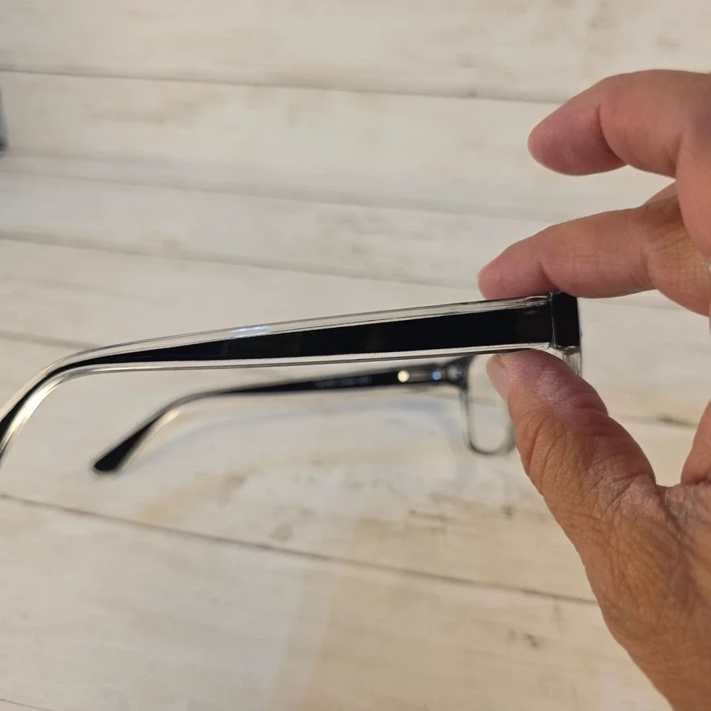 Foster Grant Tristan BLK Rectangular Eyeglasses Black Crystal Clear TG1022 52-18
